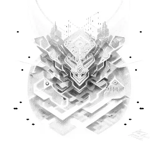 cyber sigilism tattoo design idea