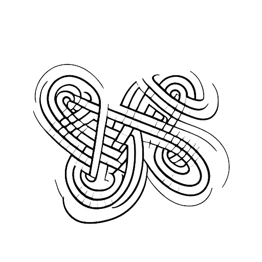 A delicate and intricate design of the letter R formed by infinity loops tattoo design idea
