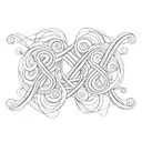 A delicate and intricate design of the letter R formed by infinity loops tattoo design idea