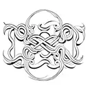 A delicate and intricate design of the letter R formed by infinity loops tattoo design idea