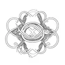 A delicate and intricate design of the letter R formed by infinity loops tattoo design idea