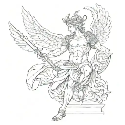 perseus greek mythology statue  tattoo design idea