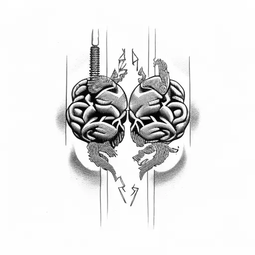 Dotwork heart + brain tattoo design idea: 