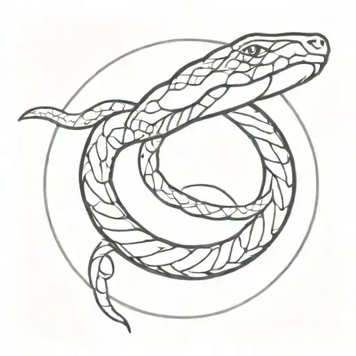 helm of a boat with a snake eating itself tattoo design idea