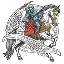 horse and grim reaper holding a scythe tattoo design idea