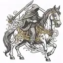 horse and grim reaper holding a scythe tattoo design idea