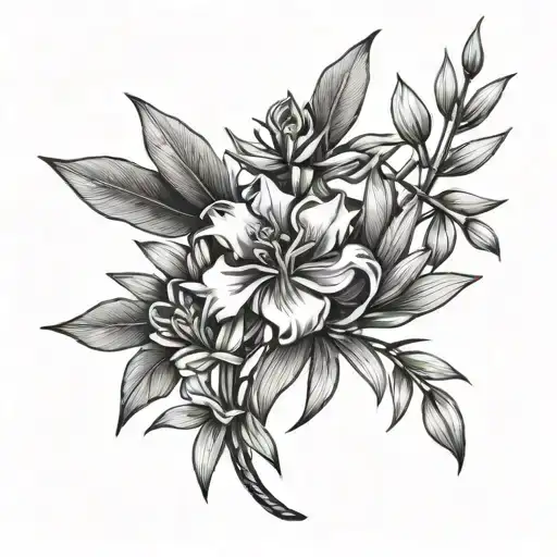 laurel wreath with intertwined oleander tattoo design idea