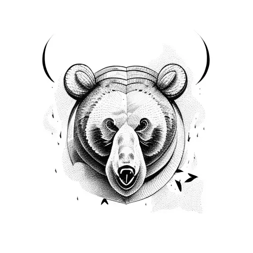 bear, swan, and grasshopper against a backdrop of nature tattoo design idea