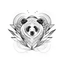 bear, swan, and grasshopper against a backdrop of nature tattoo design idea