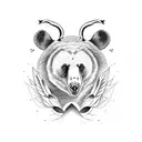 bear, swan, and grasshopper against a backdrop of nature tattoo design idea