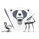 a bear, a swan, and a grasshopper against a backdrop of nature tattoo design idea