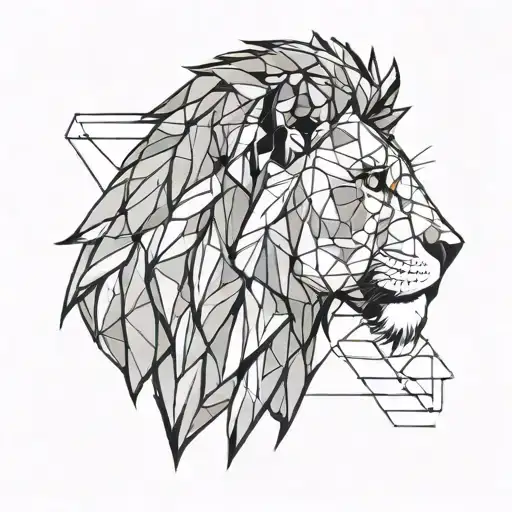 A minimalist tattoo of a lions face from the front, displaying pride tattoo design idea