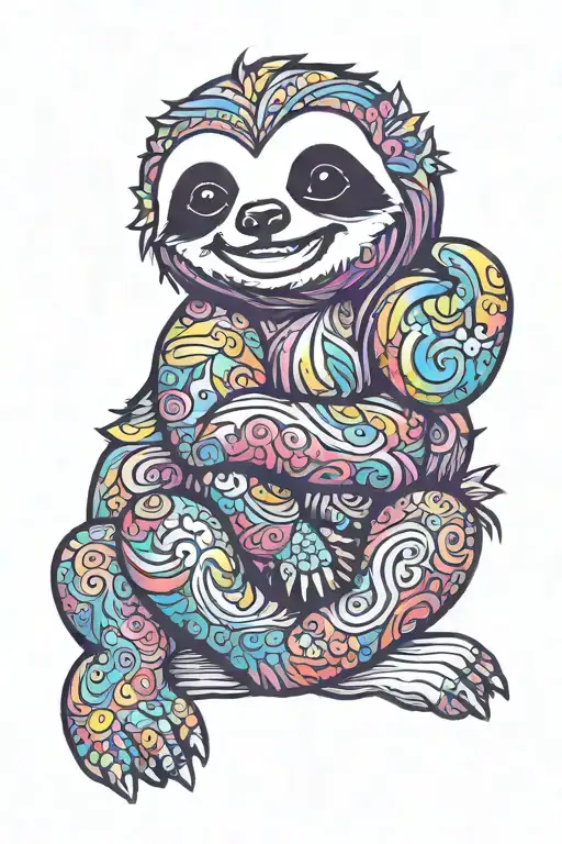 Lisa frank sloth tattoo design idea