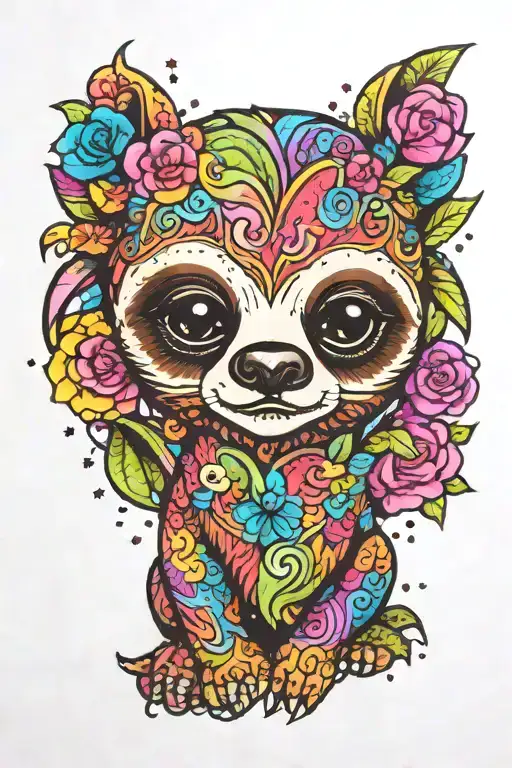 Lisa frank sloth tattoo design idea