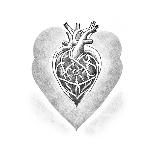 heart fire tattoo design idea