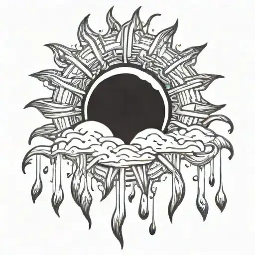 The sun shining while it's raining tattoo design idea