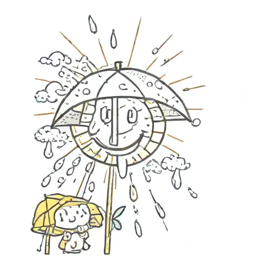 The sun shining while it's raining tattoo design idea