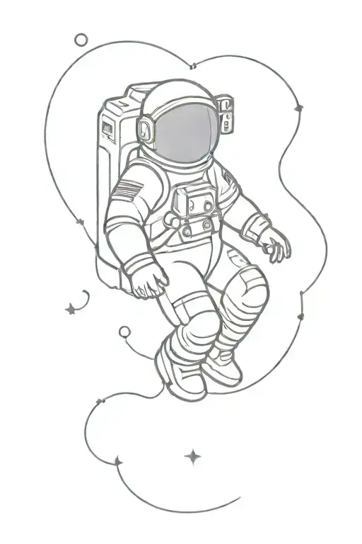astronaut floating tattoo design idea