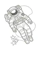 astronaut floating tattoo design idea