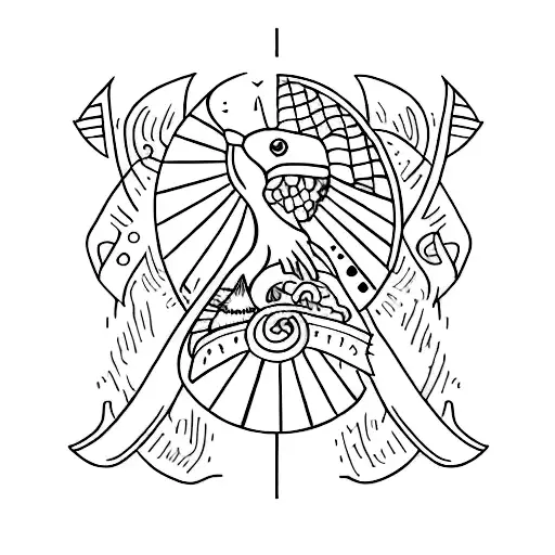 patch styled tattoo with symbolic meaning. 2 lines that are equal length and a circle tattoo design idea