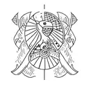 patch styled tattoo with symbolic meaning. 2 lines that are equal length and a circle tattoo design idea