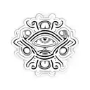 patch styled tattoo with symbolic meaning. 2 lines that are equal length and a circle tattoo design idea