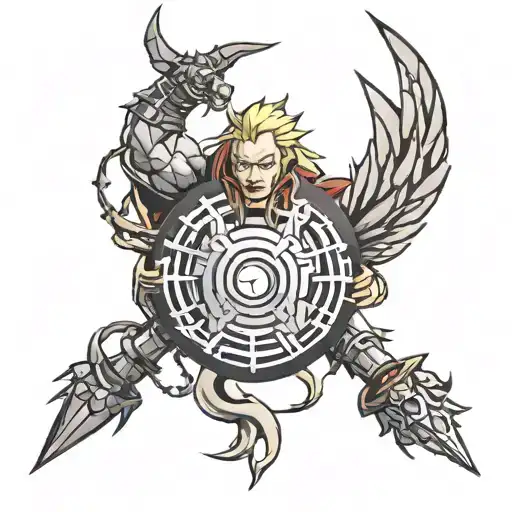 God from FMA but in a Tool band setup tattoo design idea