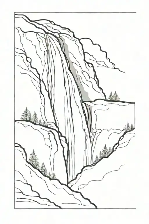 waterfall from a mountain tattoo design idea