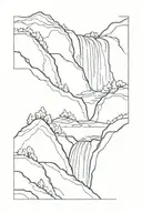 waterfall from a mountain tattoo design idea