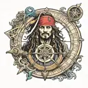 lord ring card with jack sparrow compass tattoo design idea