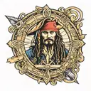 lord ring card with jack sparrow compass tattoo design idea