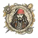 lord ring card with jack sparrow compass tattoo design idea