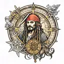 lord ring card with jack sparrow compass tattoo design idea