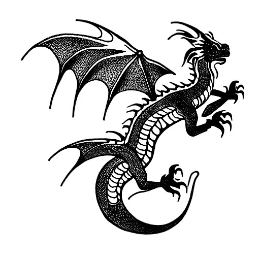  the dragon of ljubjana in fine line tattoo design idea