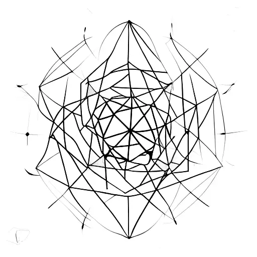 A lampion made of geometric shapes with fireflies inside tattoo design idea