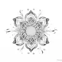 A radiant lampion surrounded by swirling flower petals tattoo design idea