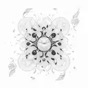 A radiant lampion surrounded by swirling flower petals tattoo design idea