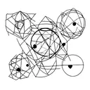 A lampion made of geometric shapes with fireflies inside tattoo design idea