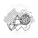 A lampion made of geometric shapes with fireflies inside tattoo design idea