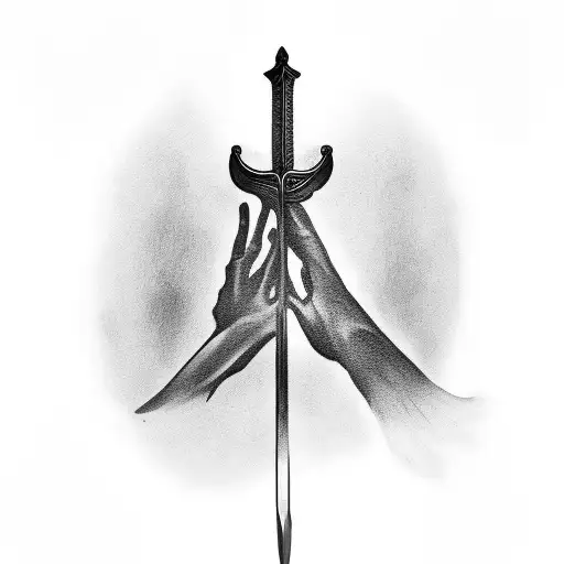 A tattoo of a programmer's hand holding a sword tattoo design idea