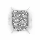 Chains with the words "new chains same shackles" written around them in gothic tattoo design idea