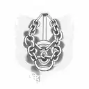 Chains with the words "new chains same shackles" written around them in gothic tattoo design idea