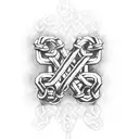 Chains with the words "new chains same shackles" written around them in gothic tattoo design idea