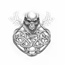 Black chains with "new chains, same shackles" in gothic blackwork font tattoo design idea