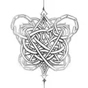 Black chains with "new chains, same shackles" in gothic blackwork font tattoo design idea