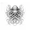 cthulhu tentacles and deep water shrines tattoo design idea