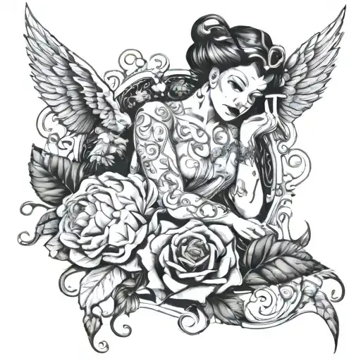 I want a tattoo model that will be positioned on the whole back that contains the following ideas excessive thinking, fa tattoo design idea