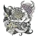 I want a tattoo model that will be positioned on the whole back that contains the following ideas excessive thinking, fa tattoo design idea