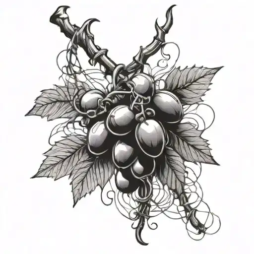 grape vine and barb wire wrapped tattoo design idea