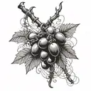 grape vine and barb wire wrapped tattoo design idea